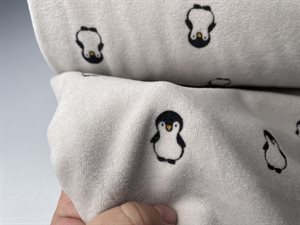 Velour - blid grå med små pingviner